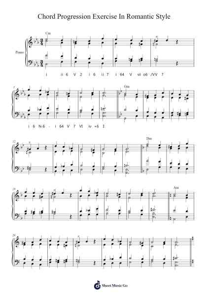 Chord Progression Exercise In Romantic Style Sheet Music by -Arr.Glalain Borhys