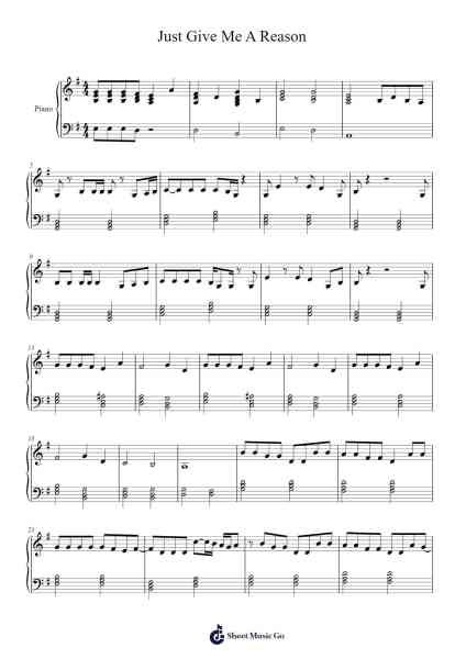 Just Give Me A Reason Sheet Music by P!nk-Arr.Blanes Poyale
