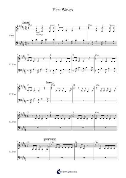 Heat Waves Sheet Music by Glass Animals-Arr.Attcolm