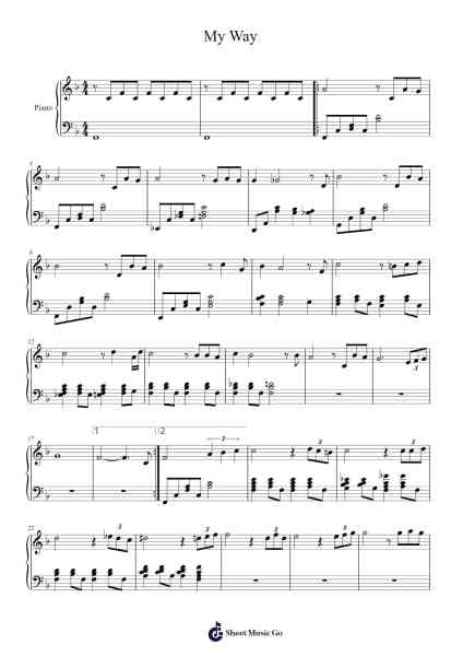 My Way Sheet Music by Frank Sinatra-Arr.Shelmore Yetgrant
