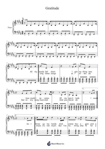 Gratitude Sheet Music by Brandon Lake-Arr.Greengrant Darvice