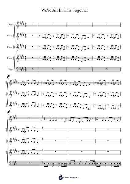 We're All In This Together Sheet Music by -Arr.Bingpiers Georlance