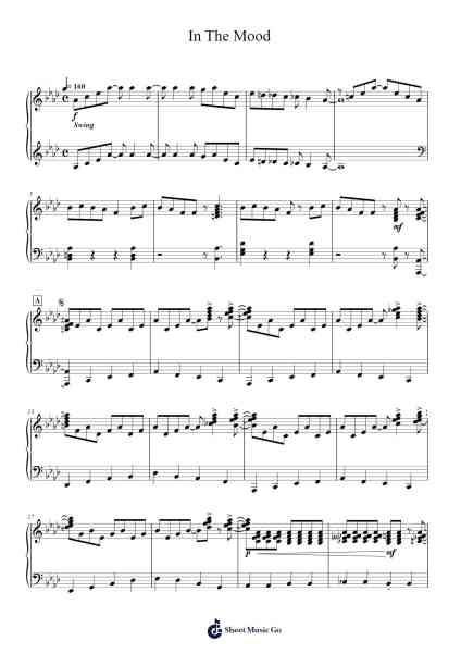 In The Mood Sheet Music by Joe Garland-Arr.Thompritt Rhysglan