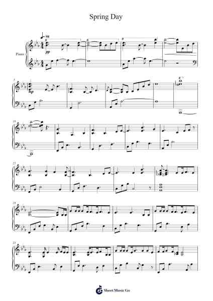 Spring Day Sheet Music by BTS-Arr.Urclair