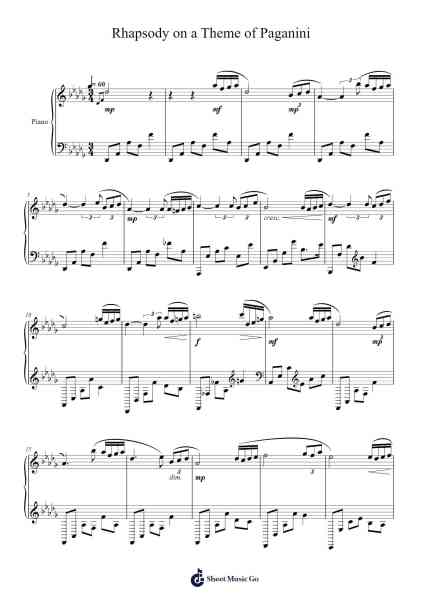 Rhapsody on a Theme of Paganini, Op. 43 Sheet Music by Sergei Rachmaninoff-Arr.Hosy