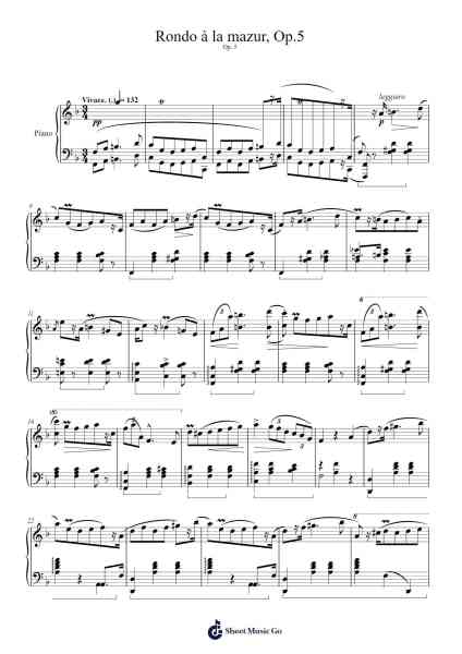 Rondo à la Mazur in F Major, Op. 5 - Frédéric Chopin Sheet Music by Frédéric Chopin-Arr.Dillind