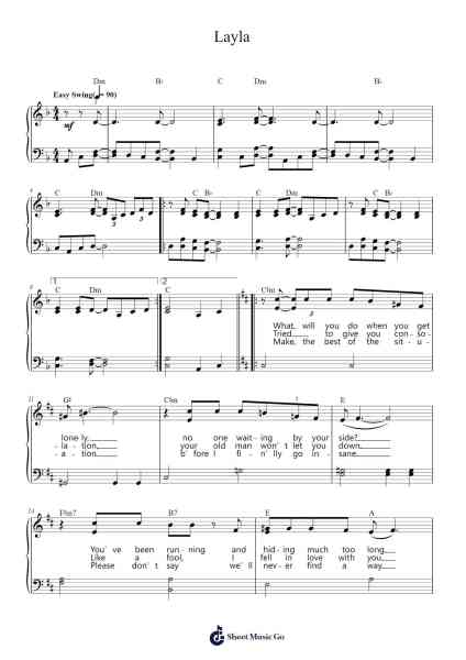 Layla Sheet Music by Derek and the Dominos-Arr.Leron