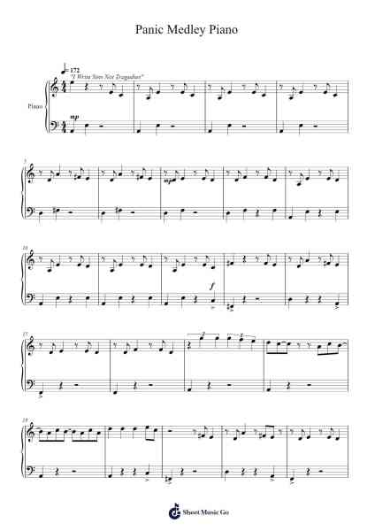 Panic Medley Piano 樂譜由 Panic! at the Disco - 編曲 Dilmos