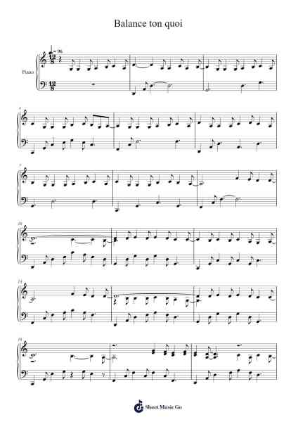 Balance ton quoi Sheet Music by Angèle-Arr.Brongus Chadkiel