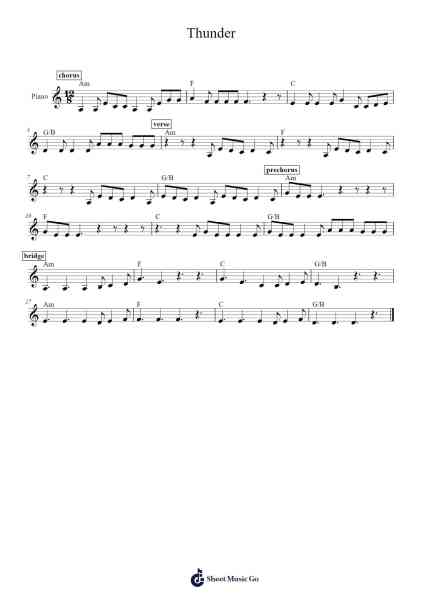 Thunder Sheet Music by Gabry Ponte-Arr.Wolian