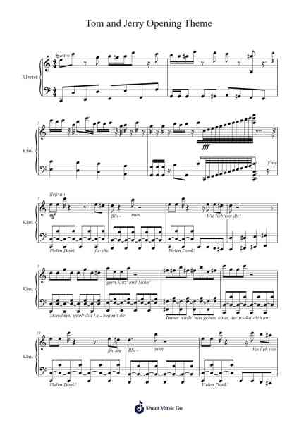 Tom and Jerry Opening Theme Sheet Music by Udo Jürgens-Arr.Stechill Argale