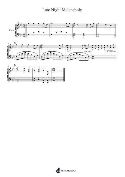 Late Night Melancholy Sheet Music by cheah wei ler-Arr.Hartecam Thodoreboyle