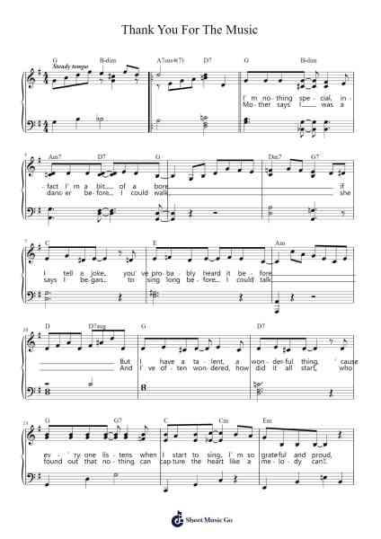 Thank You For The Music Sheet Music by ABBA-Arr.Ivescan Nelral