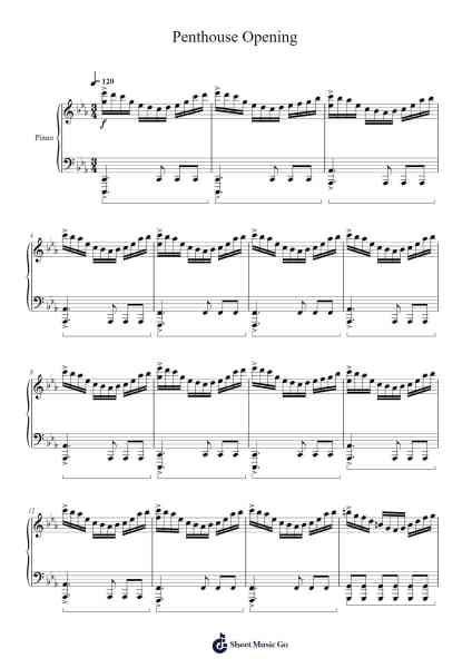 Penthouse Opening Sheet Music by uyenthilam200-Arr.Vicnick Hoodpy