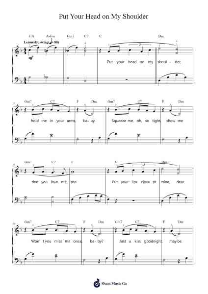 Put Your Head on My Shoulder Sheet Music by Paul Anka-Arr.Toddgail