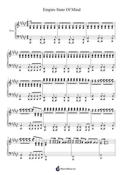 Empire State Of Mind Sheet Music by Alicia Keys-Arr.Temchell Thompro