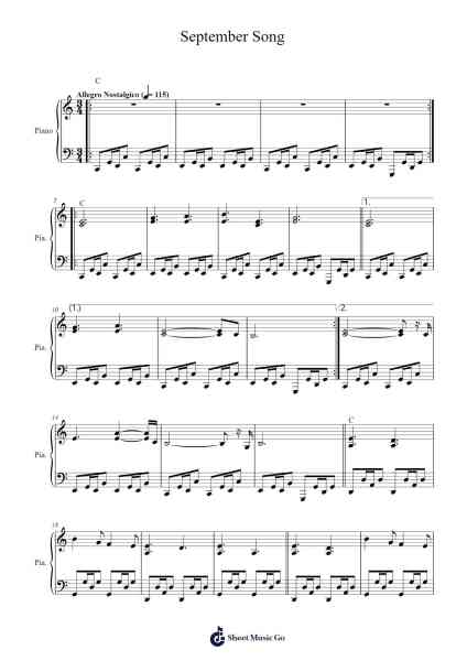 September Song Sheet Music by Agnes Obel-Arr.Felgrace