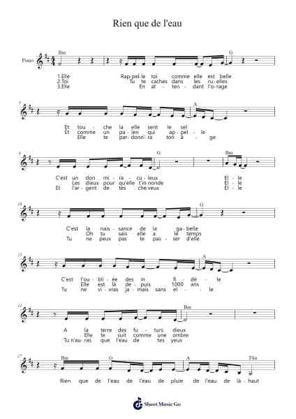 Rien que de l'eau Sheet Music by Véronique Sanson-Arr.Trund Milsoll