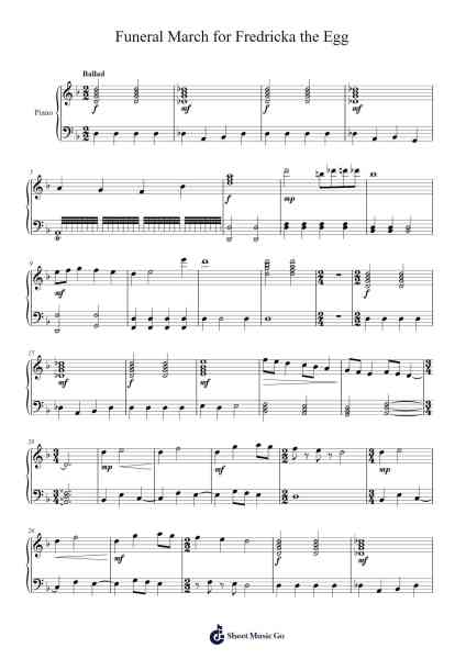 Funeral March for Fredricka the Egg Sheet Music by Leora M. Weinreich-Arr.Manssaul Dexy