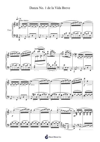Danza No. 1 from La Vida Breve Sheet Music by Manuel de Falla-Arr.Kaydict Globert