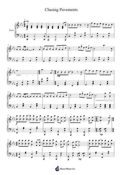 Chasing Pavements Sheet Music by Adele-Arr.Fastsmith Sainsrel