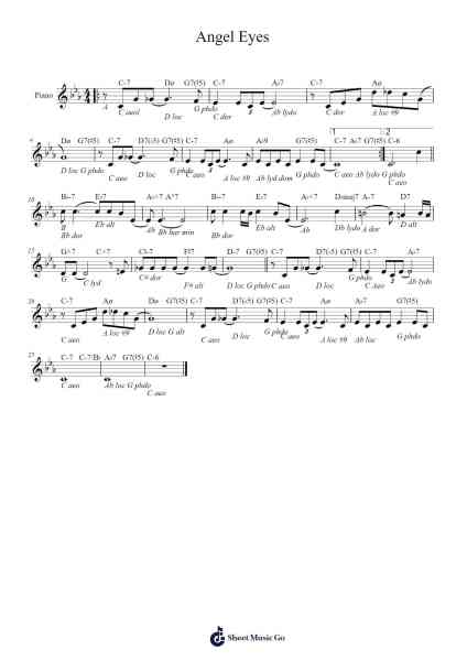 Angel Eyes Sheet Music by Matt Dennis-Arr.Cashlyle Windnix