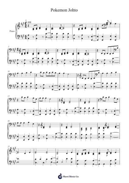 Pokemon Johto Sheet Music by Misc Cartoons-Arr.Northsay Wilberg