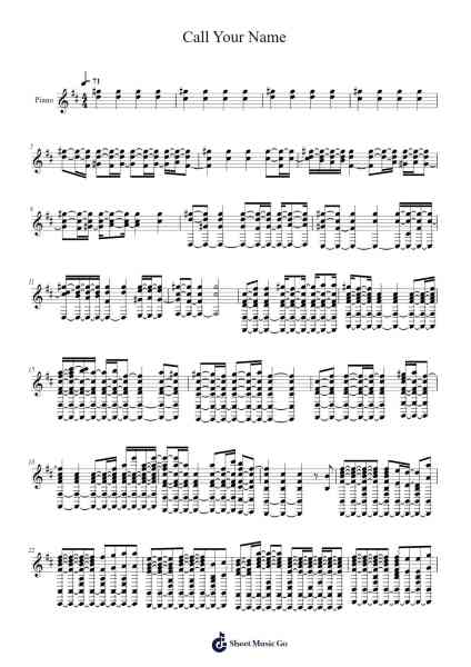 Call Your Name Sheet Music by Hiroyuki Sawano-Arr.Kathtta