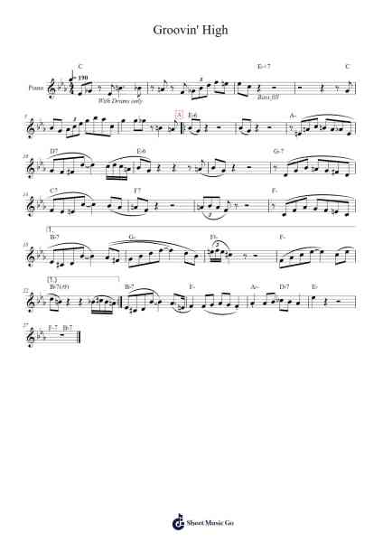 Groovin' High Sheet Music by Dizzy Gillespie-Arr.Duttnin Moulnorth