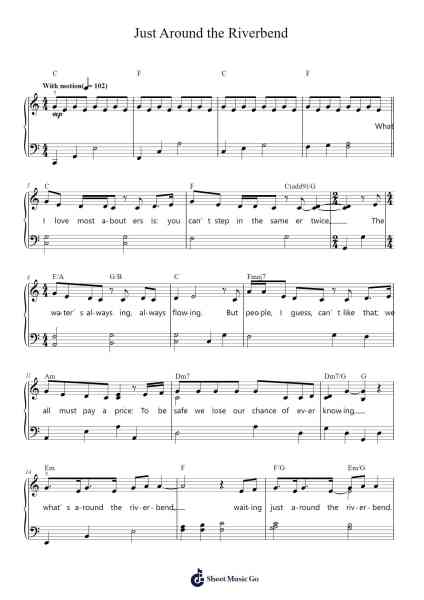 Just Around the Riverbend Sheet Music by Alan Menken/Stephen Schwartz-Arr.Bairdbian Lystan