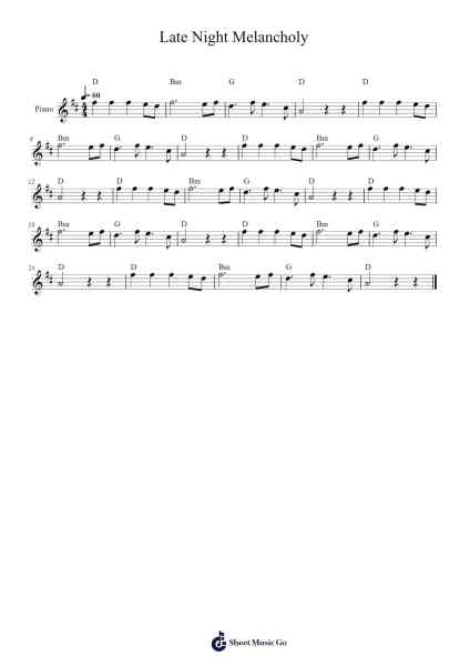 Late Night Melancholy Sheet Music by Rude Boy/White Cherry-Arr.Diapenn