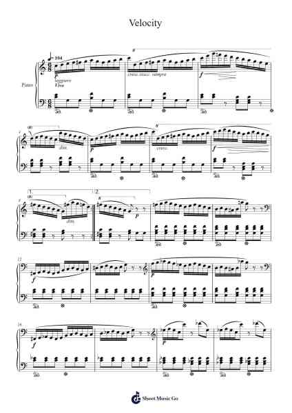Velocity, Op. 109 No. 10 Sheet Music by Friedrich Burgmüller-Arr.Charjames