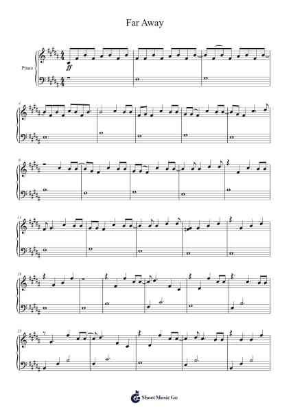 Far Away Sheet Music by Nickelback-Arr.Benga