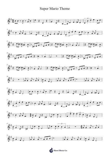 Super Mario Theme Sheet Music by Koji Kondo-Arr.Pritience