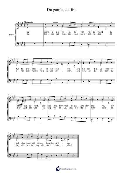 Du gamla, du fria Sheet Music by Misc Traditional-Arr.Kingrell