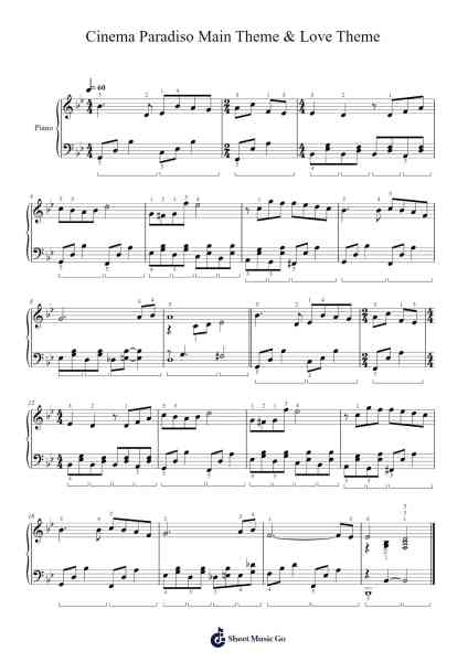 Cinema Paradiso Main Theme & Love Theme Sheet Music by Ennio Morricone-Arr.Elboyce