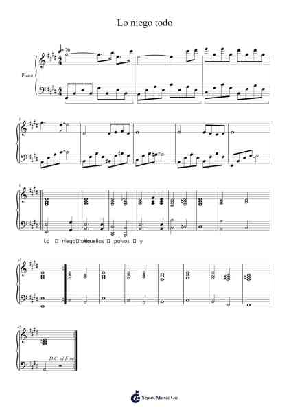 Lo niego todo Sheet Music by undefined-Arr.Elroygale Whvan