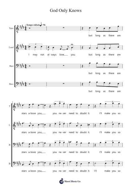 God Only Knows Sheet Music by Brian Wilson-Arr.Restan