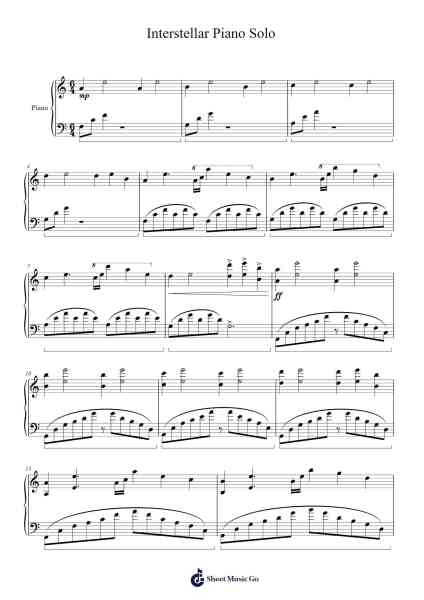 Interstellar Piano Solo Sheet Music by Sinden Forsram-Arr.Vefrank Graseph