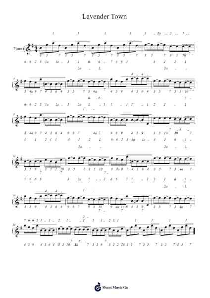 Lavender Town Sheet Music by Junichi Masuda-Arr.Hootus
