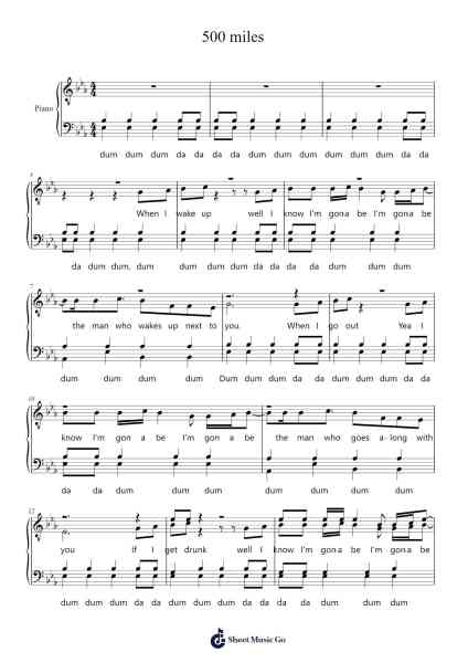 500 miles Sheet Music by The Proclaimers-Arr.Bobtab