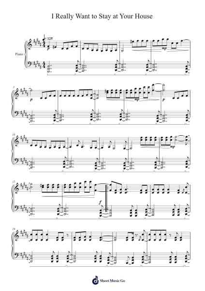 I REALLY WANT TO STAY AT YOUR HOUSE Sheet Music by Rosa Walton-Arr.Chandys Jehan
