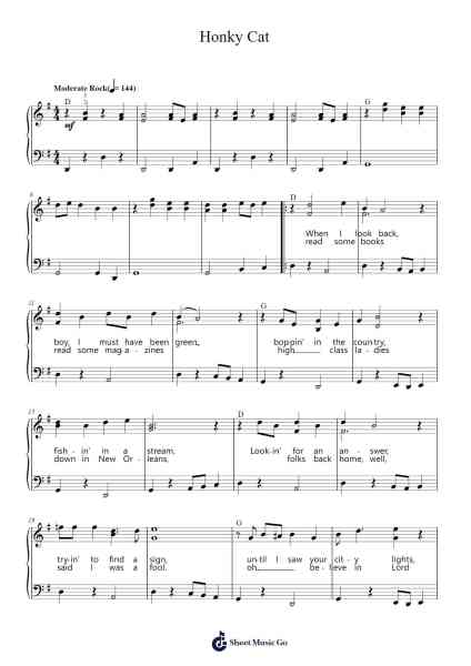 Honky Cat Sheet Music by Elton John-Arr.Huthorne