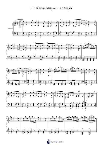 3 Klavierstücke, D.946 No. 3 Allegro Sheet Music by Franz Schubert-Arr.Springgene