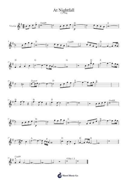 At Nightfall Sheet Music by Yuki Kajiura-Arr.Wildeh Francesgrace