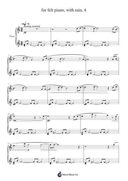 for felt piano, with rain, 4 Sheet Music by Bethany Wakim-Arr.Wooraine Fintis