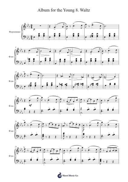 Album for the Young, Op. 39: No. 8, Waltz Sheet Music by Pyotr Ilyich Tchaikovsky-Arr.Hoonell Norusk