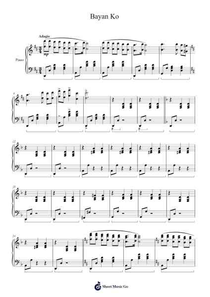 Bayan Ko Sheet Music by Constancio de Guzman-Arr.Golddon