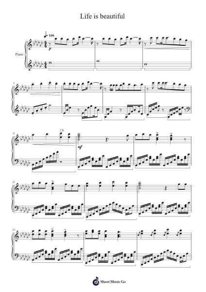Life is beautiful Sheet Music by Sixx:A.M.-Arr.Jeamesqy