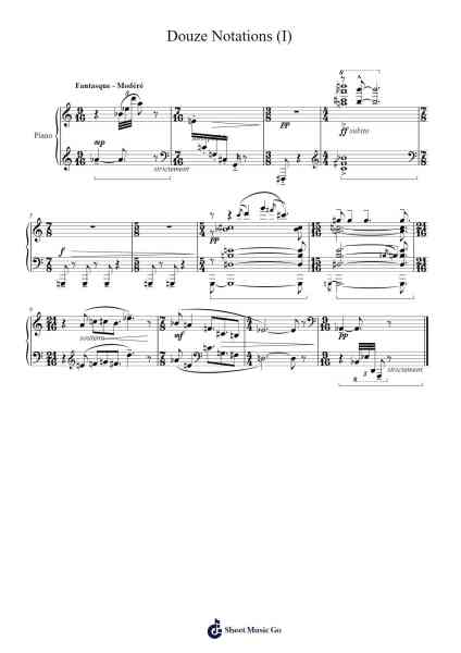 Douze Notations: I Sheet Music by Pierre Boulez-Arr.Kentnice Dalnoah